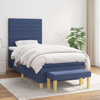 vidaXL Cama Box Spring Con Colch&oacute;n Tela Azul 100x200 Cm Vidaxl
