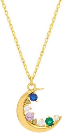 Estella Bartlett Cubic Zirconia Moon Necklace in Gold at Nordstrom