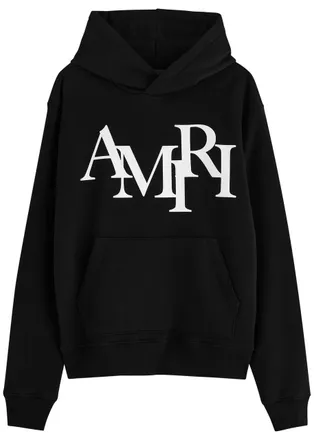 Amiri Staggered Hooded Cotton Sweatshirt - Black - XL