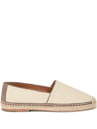 Brunello Cucinelli suede-trim raffia espadrilles - men - Fabric/Calf Leather/Rubber - 45 - Neutrals