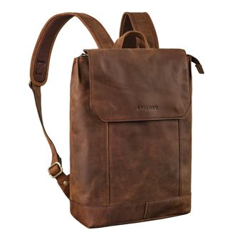 STILORD Sage Vintage Leather Backpack Womens and Mens Rucksack Laptop 13,3 Inch Genuine Leather Bag Anti-Theft for Uni School Work, Colour:zamora - brown
