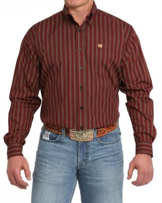 Cinch Mens Shotgun Shell Print Button Down Western Shirt In Red/multi