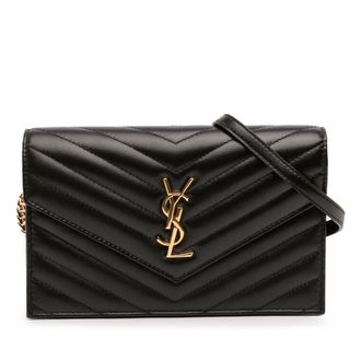 Saint Laurent Pre-owned Saint Laurent Chevron Leather Cassandre Envelope Chain Wallet Ladies R3DUR4HNX8MJ56LA