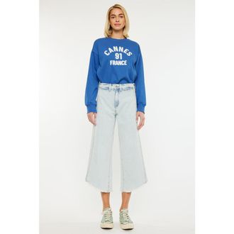 Kancan Arnie High Rise Crop Gaucho Pants in Light Wash at Nordstrom, Size 29