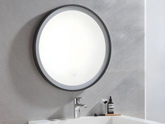 Vente-Unique Specchio per bagno luminoso tondo a LED Nero - L60 x H60 cm - NUMEA