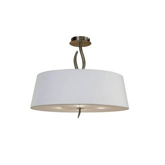 Netlighting Ninette Semi Flush 4 Light E27 Antique Brass With Ivory White Shade