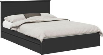 vidaXL Cama Con Almacenamiento Negro 150 X 200 Cm Madera De Ingenier&iacute;a Vidaxl
