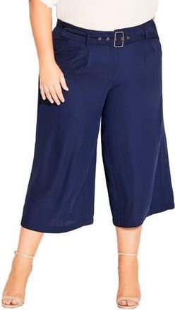 City Chic Easy Crop Belted Pants in Navy at Nordstrom Rack, Size S/16W
