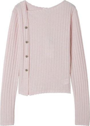 B+ab Geribbeld T-shirt met knopen - Roze