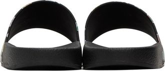 J.W.Anderson Womens Sticker Logo Slides Black Rubber Sandal
