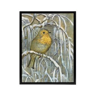 Artery8 Robin on Snowy Tree Branch Framed Canvas Wall Art Print van Hoytema | Size: W24 x H32