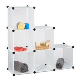 Relaxdays Relaxdays - 2 Estanter&iacute;as Modulares 6 Compartimientos, Estanter&iacute;a De Armado Como Ropero O Separador, Estanter&iacute;a Abierta, Blanco