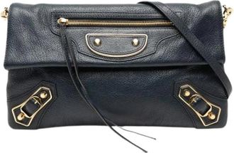 Balenciaga Pre-owned Envelope Clutch - Dames - Vintage Clutch - Blauw - ONE Size - Leer - Vintage