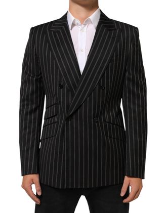 Dolce & Gabbana Black Stripes SICILIA 1 Button Suit Mens Blazer