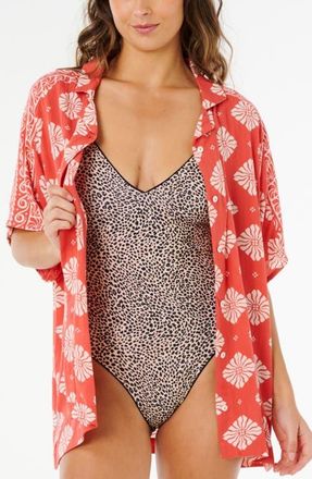 Rip Curl Ventura Print Camp Shirt in Red at Nordstrom, Size Xx-Small