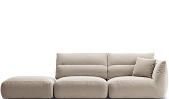 CXL by Christian Lacroix 4-Sitzer Designer Sofa Maurie mit Ottomane - Strukturstoff Chenille Light Beige
