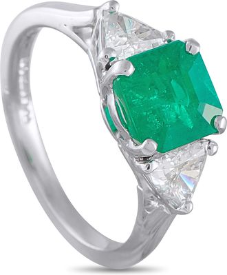 Luxury Bazaar Platinum 0.60ct Diamond and Emerald Ring MF15-051526