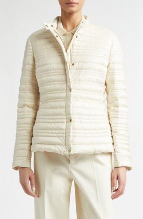 Moncler Cataire Stripe Quilted Down Puffer Jacket in Neutral at Nordstrom, Size 1