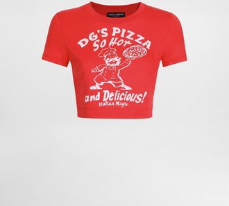 Dolce & Gabbana Jersey T-shirt With Print And Embroidery - Woman T-shirts And Sweatshirts Red 36