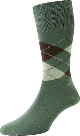 Hj Hall 1 Pair HJ Argyle Comfort Top Socks HJ644 Olive 6-11