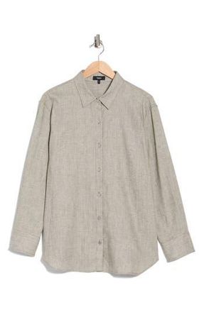 Theory Linen Blend Boyfriend Shirt in Kalamata at Nordstrom Rack, Size X-Large
