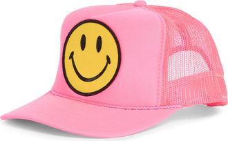 Aviator Nation Smiley Patch Trucker Hat in Neon Pink at Nordstrom