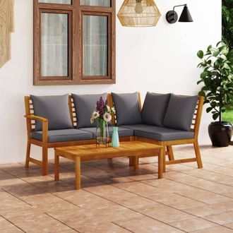 vidaXL Vidaxl - Set Divani da Giardino 4 pz con Cuscini in Massello di Acacia