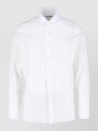 Tom Ford straight collar long sleeve shirt pleated detail