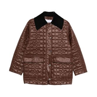 Ganni Winter Jackets, female, Brown, S/M, Brown Quilted Nylon Jacket