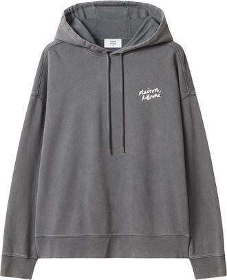Maison Kitsun&eacute; Faded Oversize Hoodie with Artistic Handwritten Detail