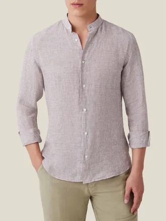 Luca Faloni Striped Nocciola Linen Versilia Shirt