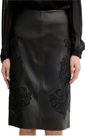 Twinset Midi Straight Skirt - Dames - Rokken - Zwart - Maat: XS Leer