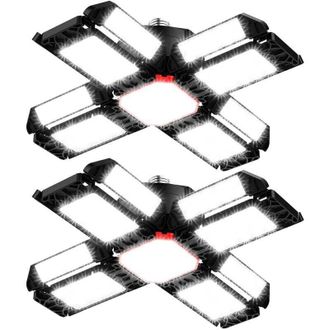 OEM L&aacute;mpara De Techo Led Regulable Para Taller/garaje - 2 Unidades, 12 Paneles Regulables, Casquillo E26/e27, Iluminaci&oacute;n Potente Y Flexible