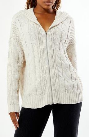 PacSun Dylan Cable Knit Zip-Up Hooded Sweater in Ivory at Nordstrom Rack, Size Large/x-Large