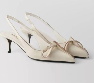 Prada leather slingback pumps bow kitten heel