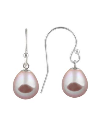 Splendid Pearls Rhodium Plated Silver 7-8Mm Pearl Drop Earrings