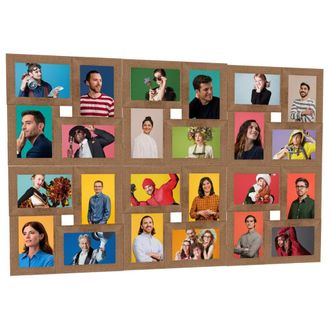 Berkfield Home Collage Photo Frame for 24x(10x15 cm) Picture Light Brown MDF | Size: 10x15 cm