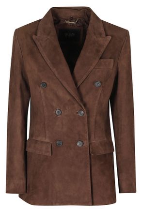 Seventy Brown Double-Breasted Flap Pockets Suede Jacket