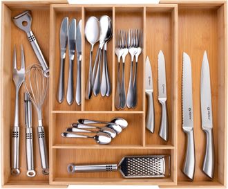 OEM Bandeja Para Cubiertos Para Caj&oacute;n - Organizador De Cajones De Cocina Expandible De 46x34-56,5x6 Cm - Almacenamiento De Cubiertos Con 6 A 8 Compartimen