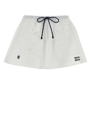 Miu Miu White Poplin Mini Skirt