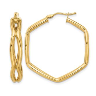 Diamond2Deal 14K Yellow Gold Geometric Shape Hoop Earrings