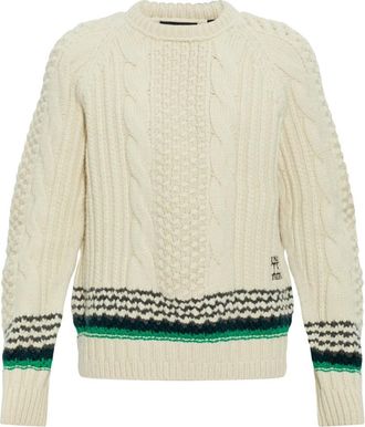 Lacoste Wol trui met decoratieve brei - Heren - Ronde hals truien - Beige - M - Wol - Truien & Vesten