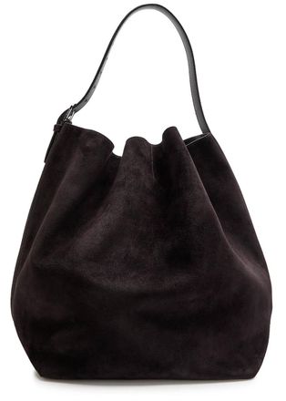 Toteme Belted Suede Tote - Dark Brown - One Size