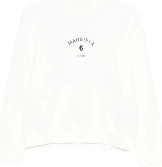 Maison Margiela Logo-print Sweatshirt - Heren - Sweatshirts - Wit - L - Katoen - Hoodies & sweatvesten