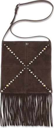 Valentino Garavani Mens Shoulder Bag Nellc&ocirc;te Dark Brown Suede Calf Leather
