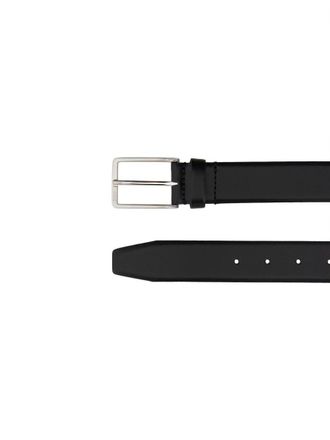 HUGO BOSS Leather With Polished Buckle Belt - Black