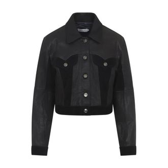 Versace Leather Slim Blouson - female - Versace - Leather Jackets - Black - M - Jackets