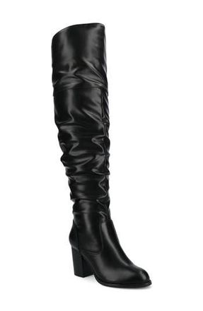 Journee Collection Kaison Wide Calf Ruched Tall Boot - Wide Calf in Black Pu at Nordstrom Rack, Size 8.5 Wide Calf