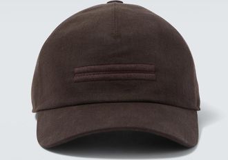 Ermenegildo Zegna Embroidered linen baseball cap