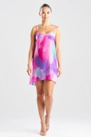 Natori Watercolor Sheer Texture Scoop Mini Dress in Pink at Nordstrom, Size X-Small